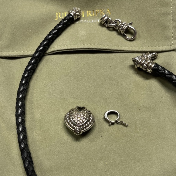 NWOT Judith Ripka sterling Silver Pendant on Black Cord Necklace - Picture 11 of 12